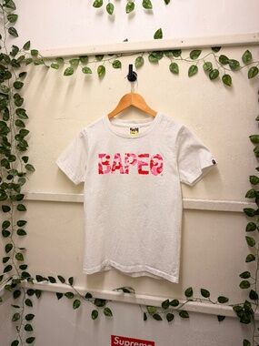 BAPE - Pink Camo Logo Tee - White